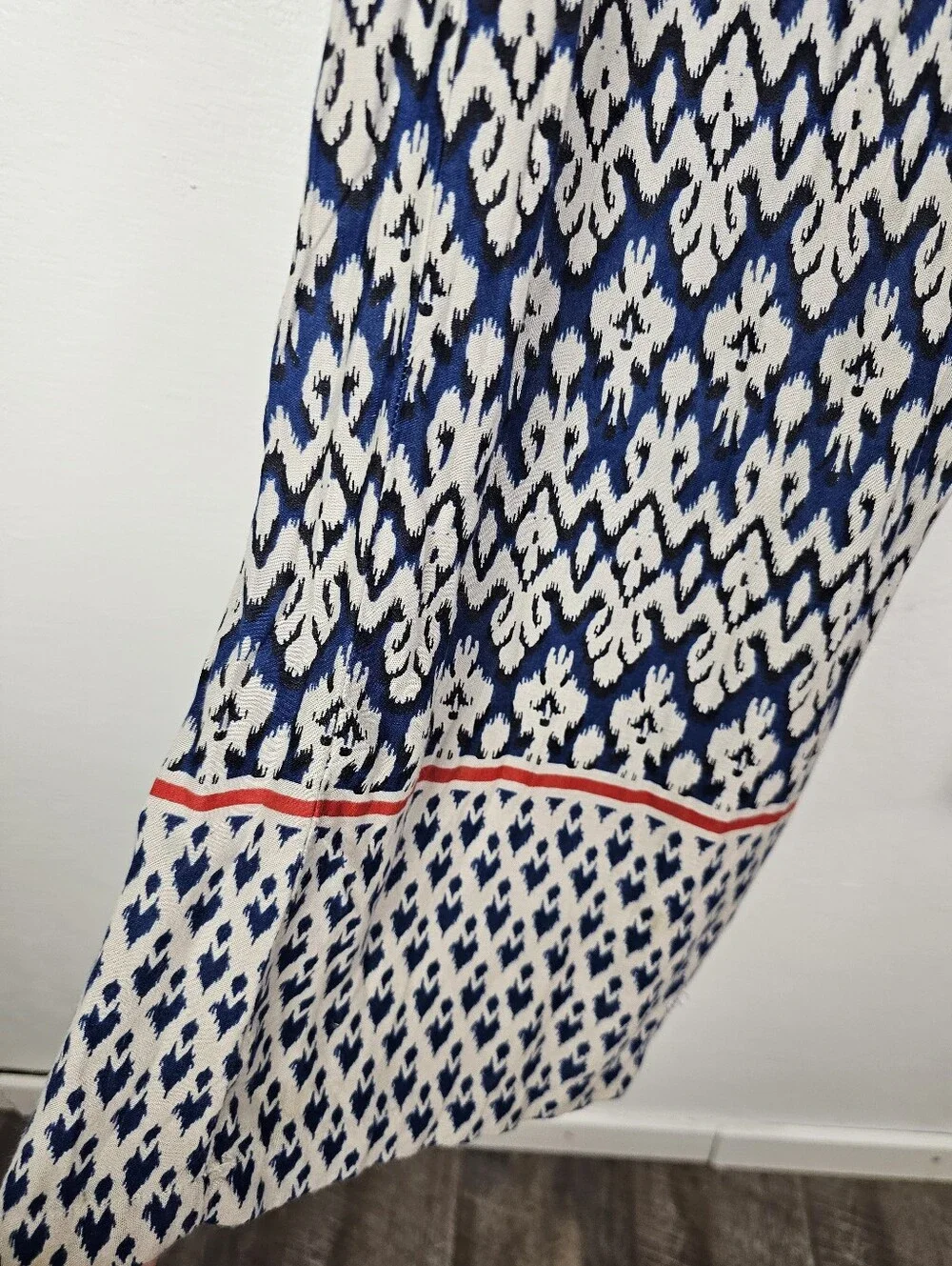 beachlunchlounge Swim Cover Up Pants Blue Cream Ikat Print Sz L Beach Pool Boho